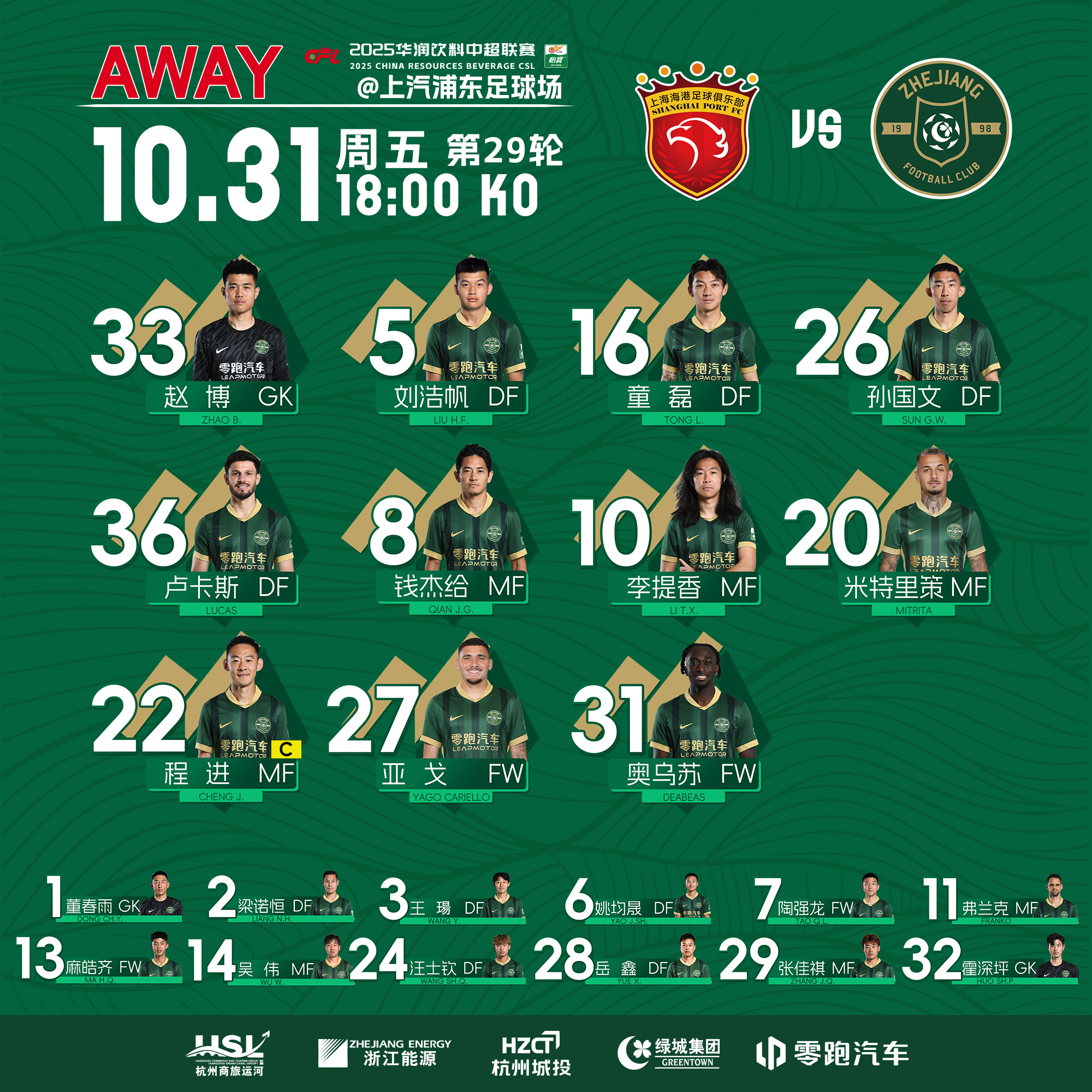 中超战报 | 2025中超联赛第29轮 上海海港3-0浙江绿城插图